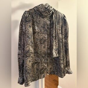 La Chine Classic Paisley Blouse Vintage 90s Shoulder Pads size 16